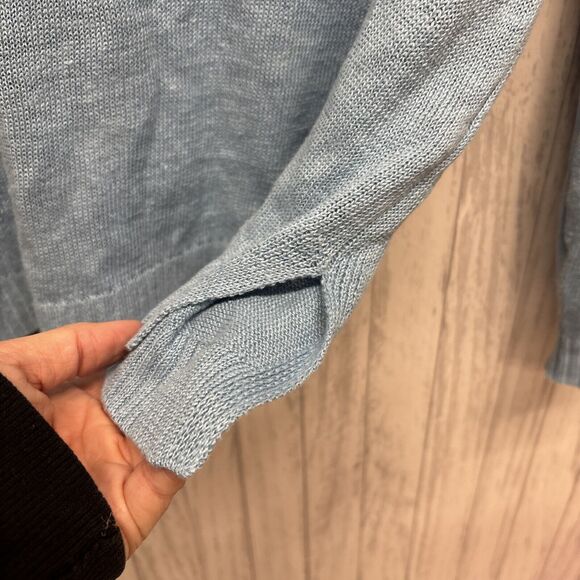 Womens Size S Eileen Fisher Oversized Deep V Neck Linen Sweater Blue EUC - Picture 4 of 6